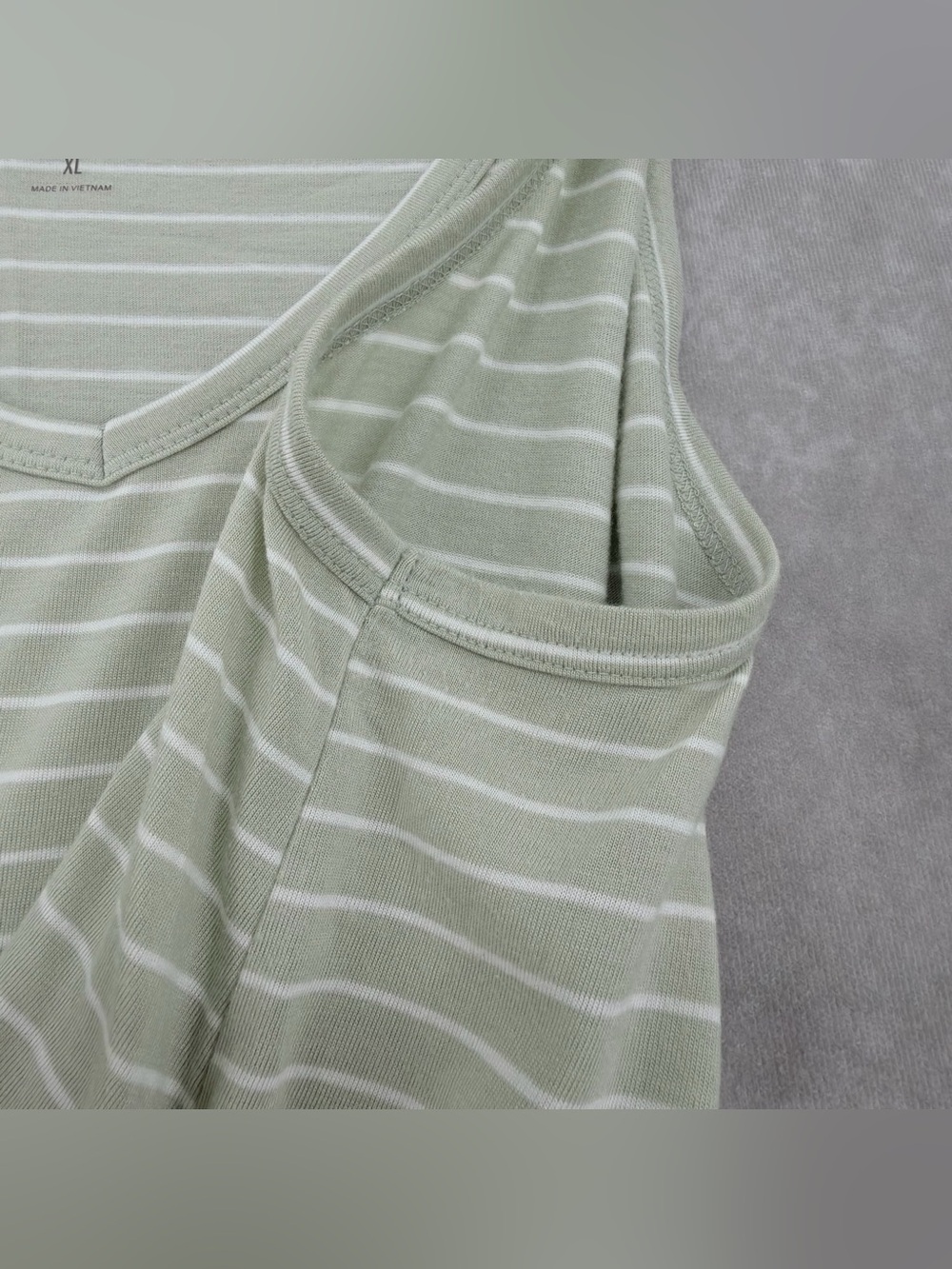 Ana Sleeveless V-Neck Striped Tank Top - Light Sage super soft - Picture 7 of 8